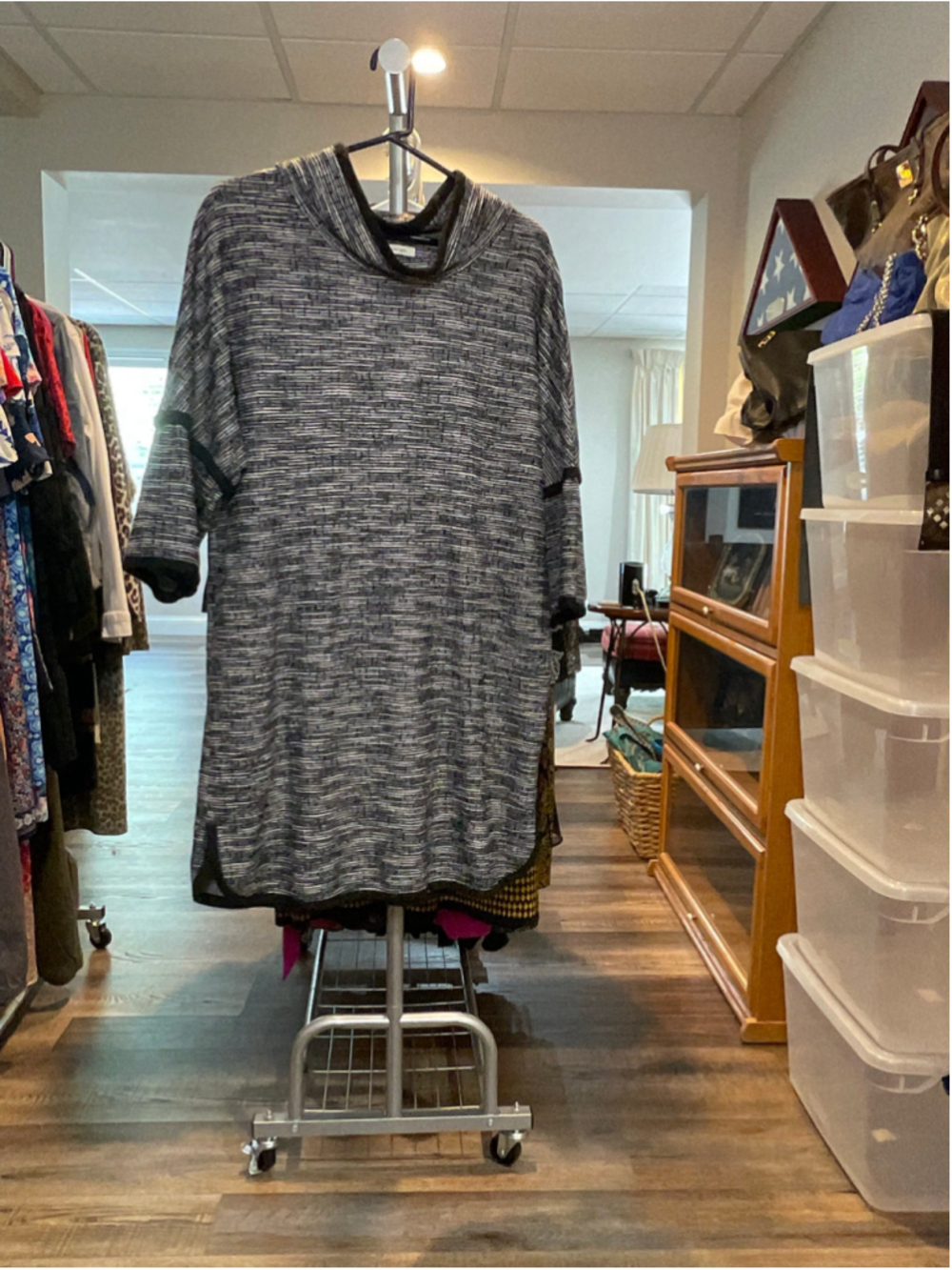 Women's Max Studio Black & White Striped Tunic Dress XL